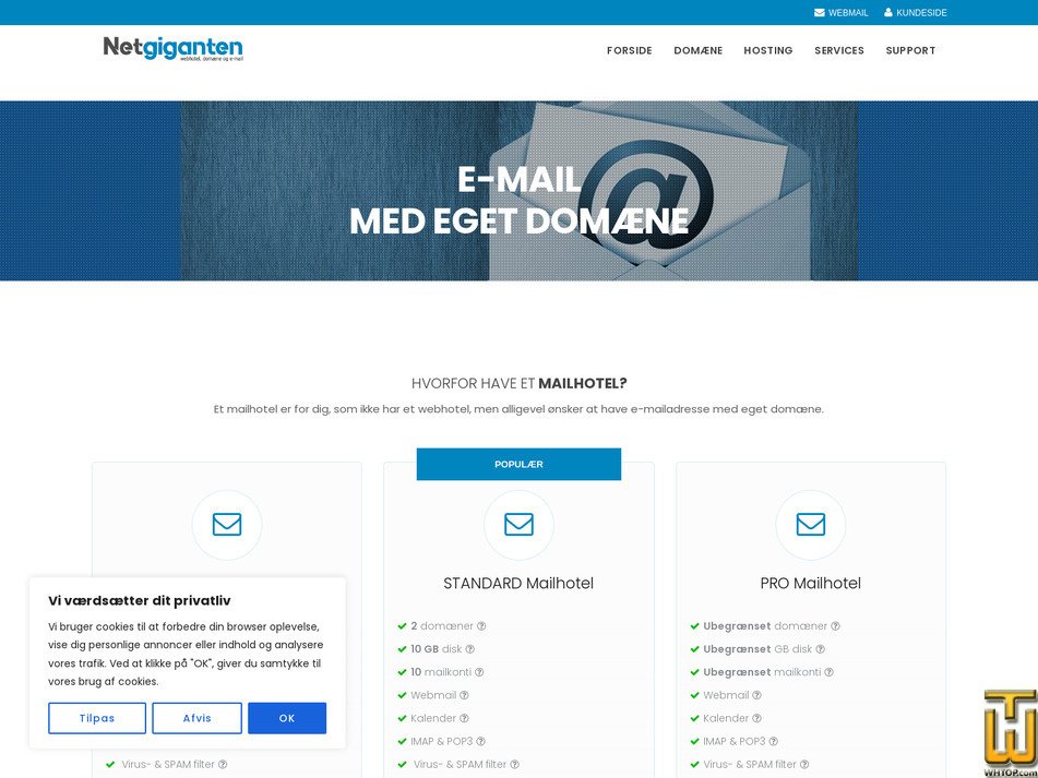 Taken on 5 May, 2026 screenshot of PRO Mailhotel from netgiganten.dk