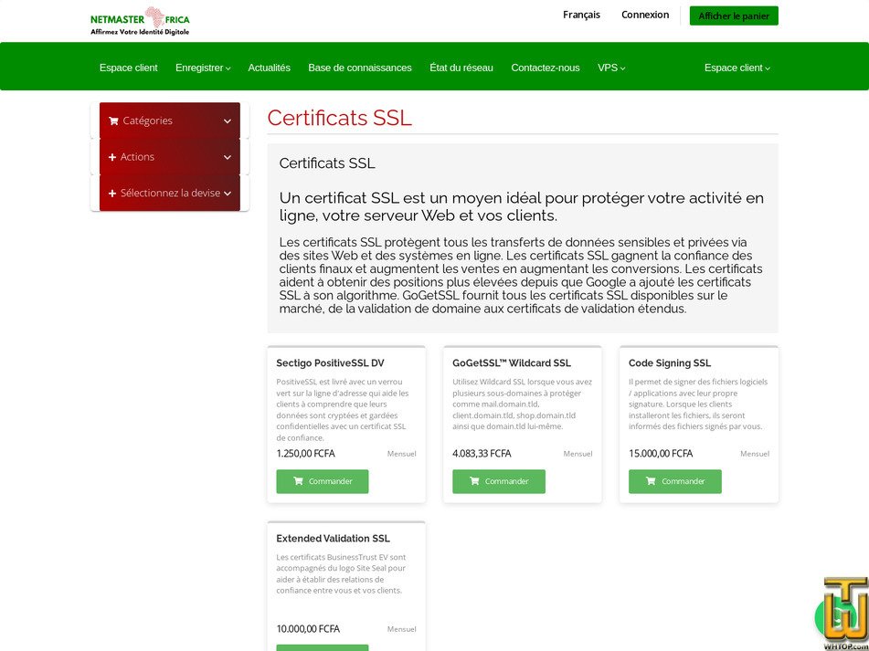 Taken on 5 October, 2026 screenshot of GoGetSSL™ Wildcard SSL from netmaster.tg