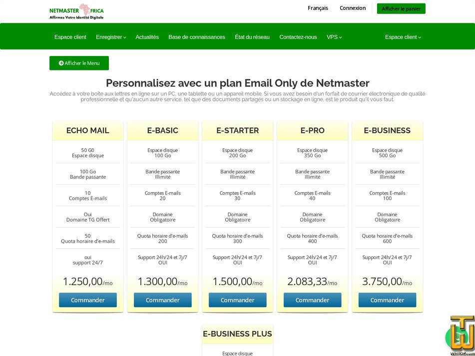 Taken on 5 October, 2026 screenshot of E-BUSINESS from netmaster.tg