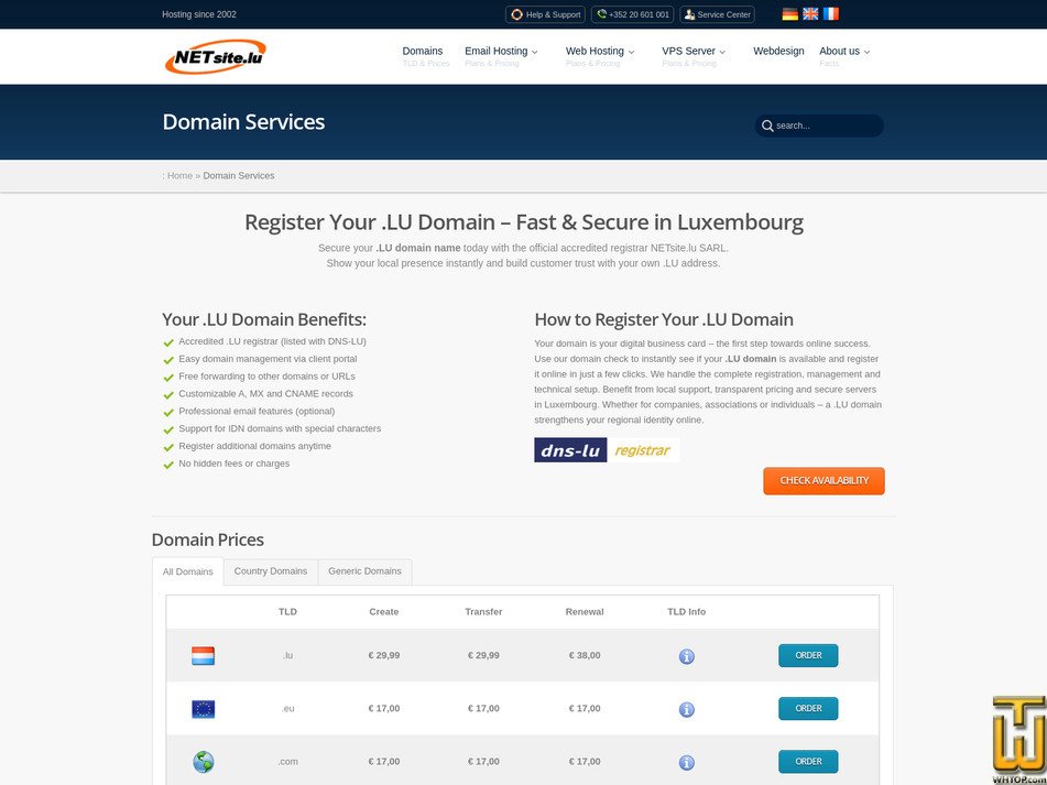 Taken on 28 August, 2026 screenshot of .com from netsite.lu