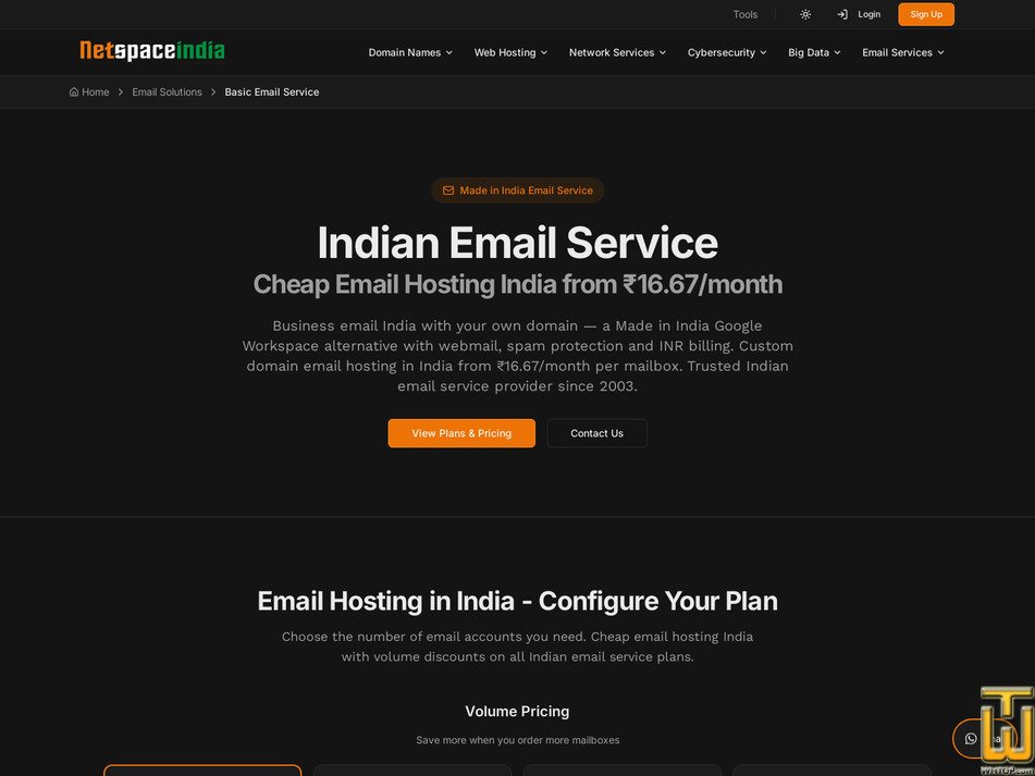 Taken on 24 July, 2026 screenshot of Basic Email from netspaceindia.com
