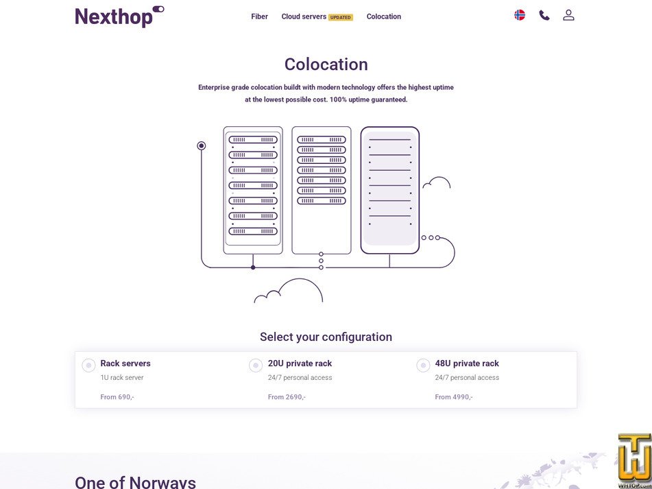 Taken on 17 March, 2026 screenshot of 20U private rack from nexthop.no