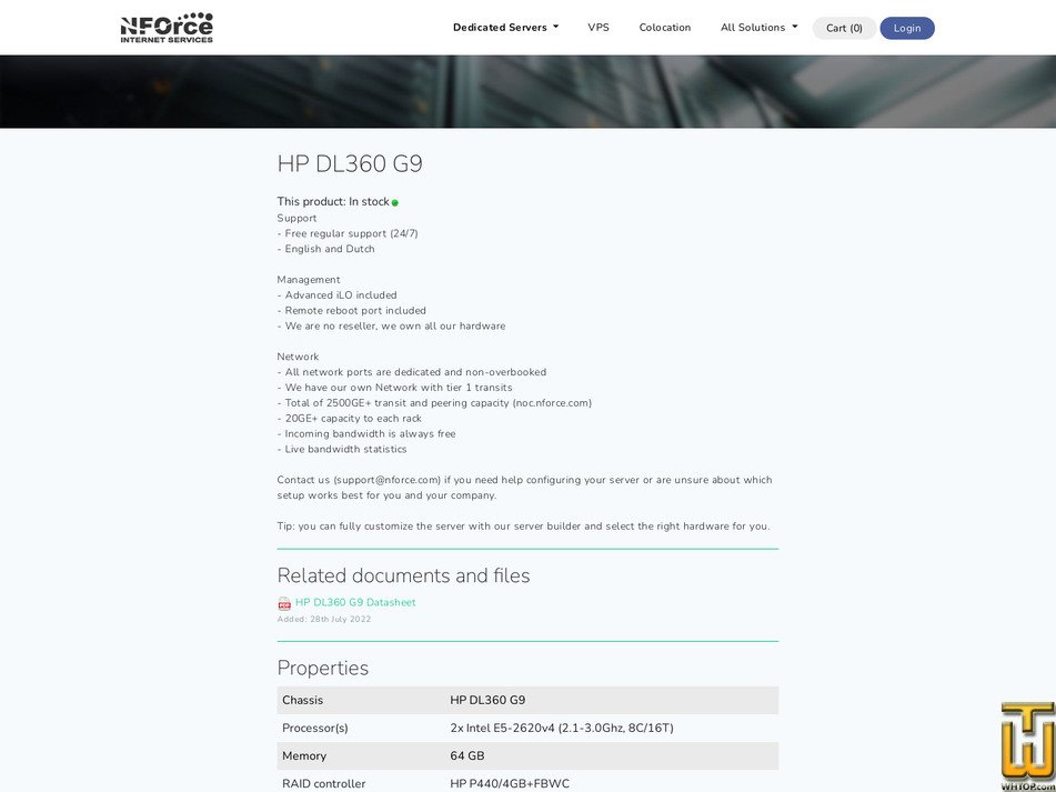 Taken on 30 January, 2026 screenshot of HP DL360 G9 from nforce.com