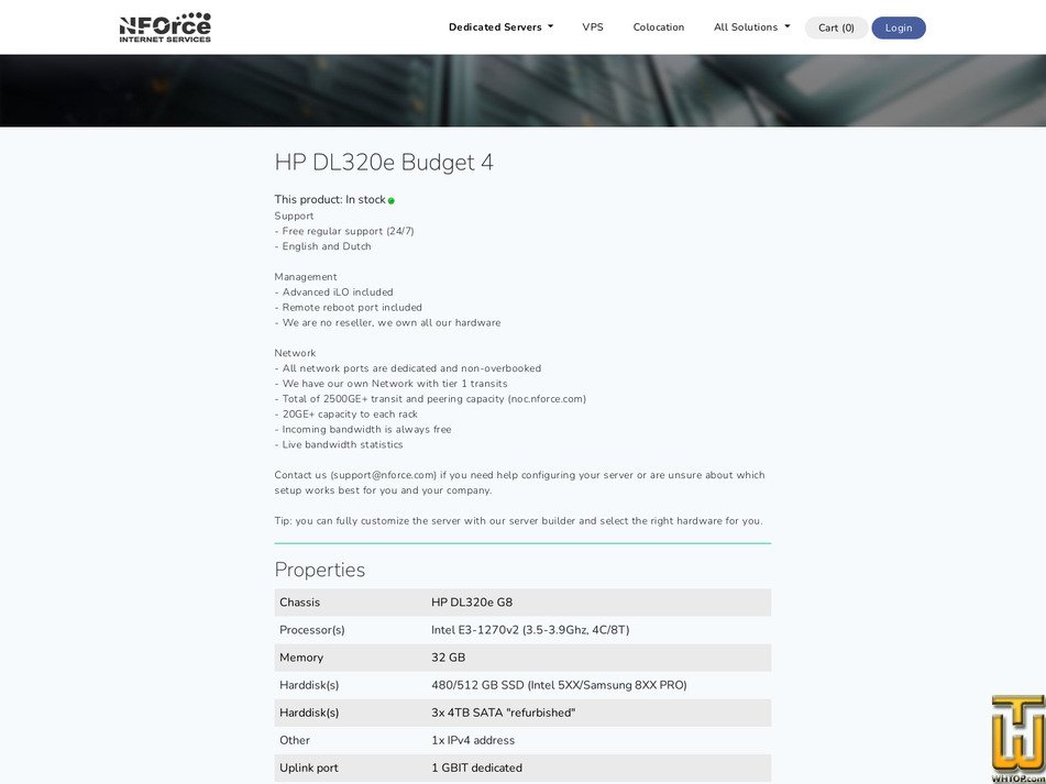 screenshot of HP DL320e G8 Budget 2 from nforce.com