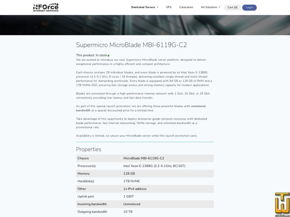 Taken on 16 March, 2026 screenshot of Supermicro MicroBlade MBI-6119G-C2 (128GB) from nforce.com