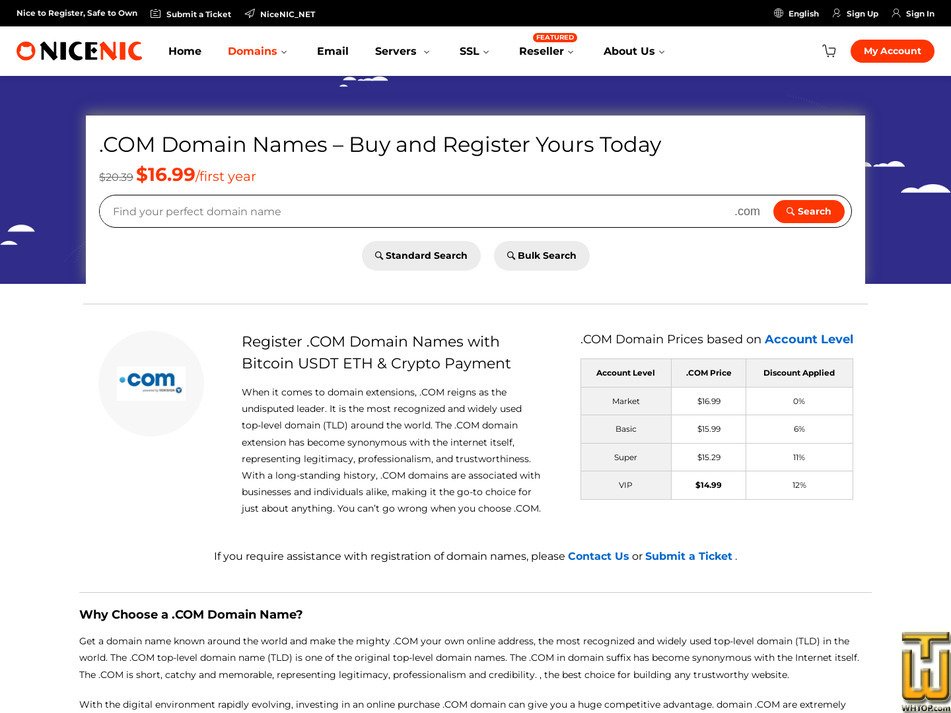 screenshot of .COM from nicenic.com