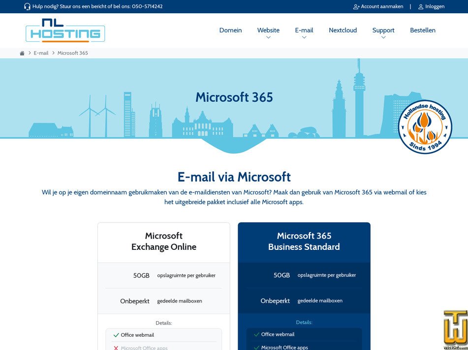 Taken on 23 September, 2026 screenshot of Microsoft Exchange Online from nlhosting.nl