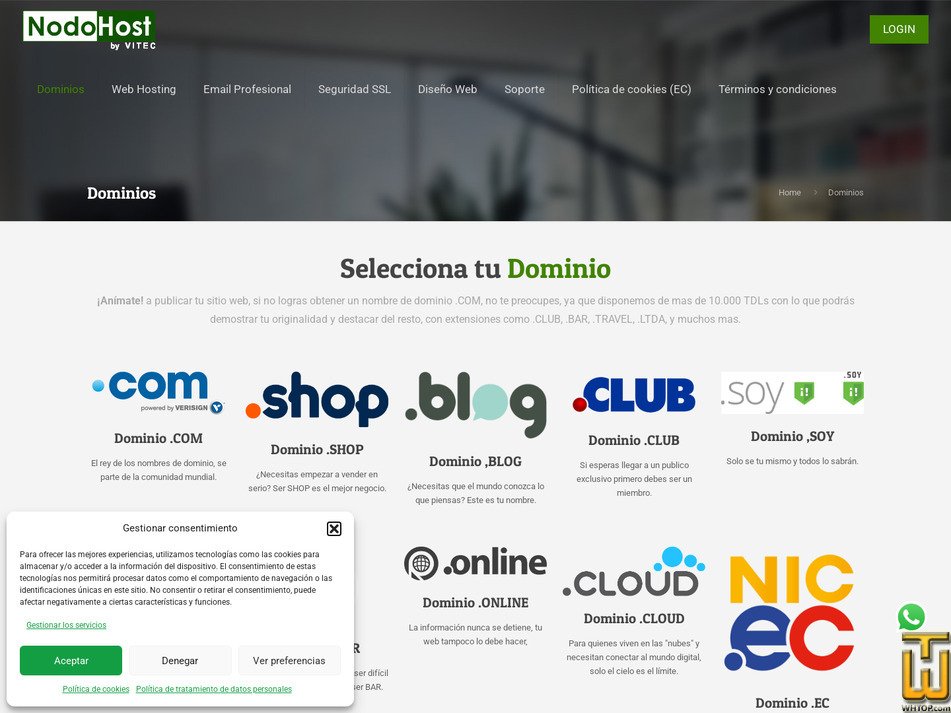 screenshot of .COM from nodohost.com