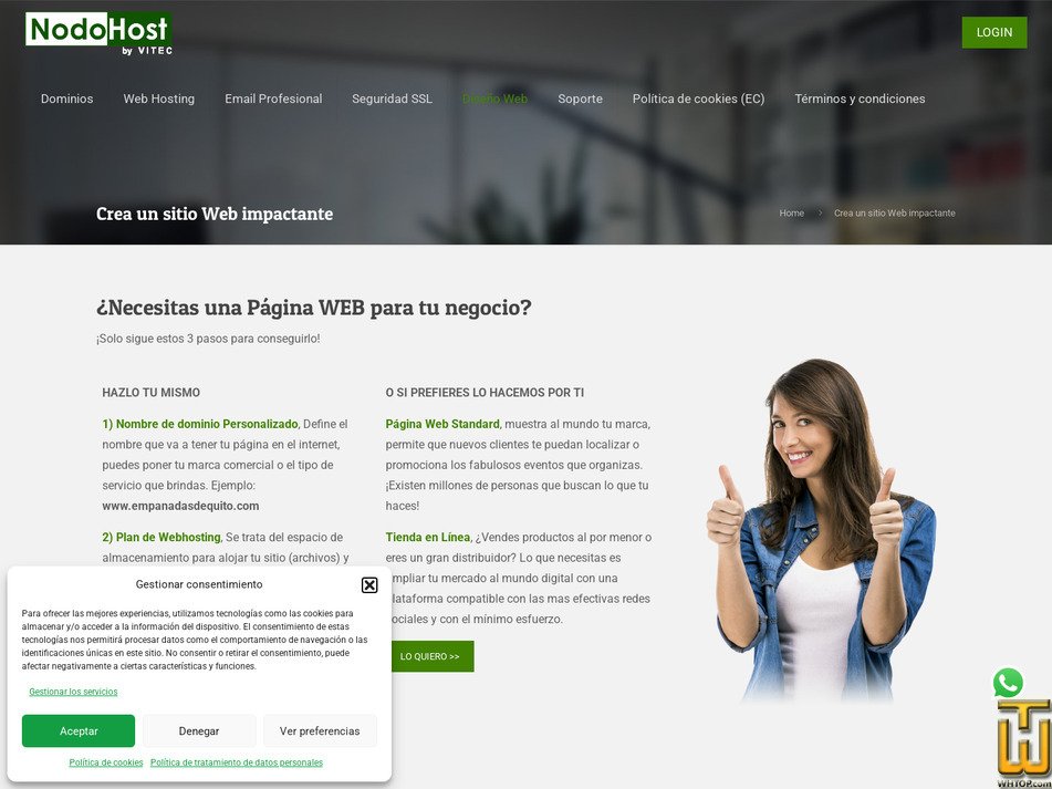 Taken on 3 August, 2026 screenshot of Sitio WEB Standard from nodohost.com