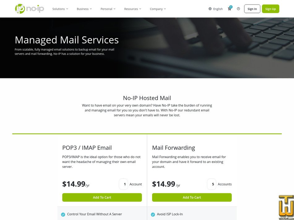 Taken on 1 May, 2026 screenshot of Alternate-port SMTP from noip.com