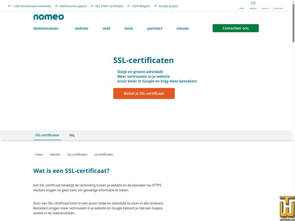Taken on 22 September, 2026 screenshot of Domain Validation from nomeo.be