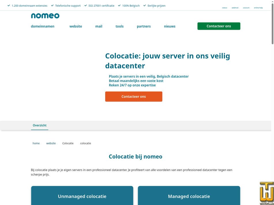Taken on 22 September, 2026 screenshot of Unmanaged colocatie from nomeo.be