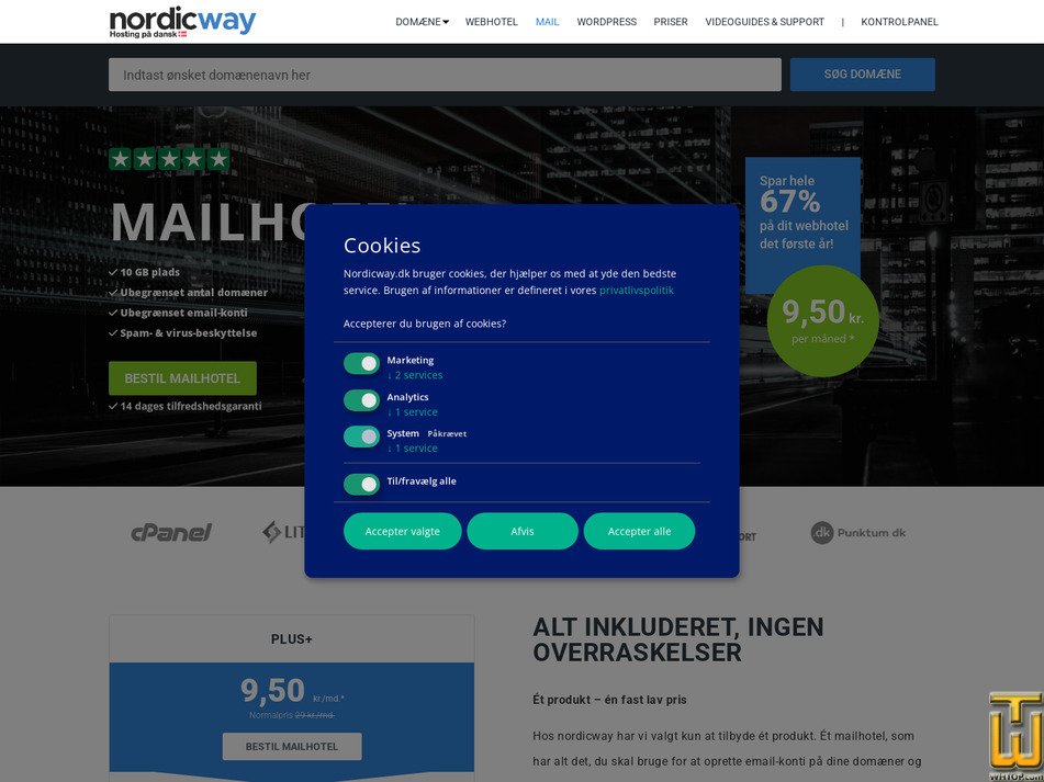 Taken on 5 May, 2026 screenshot of PLUS+ Mailhotel from nordicway.dk