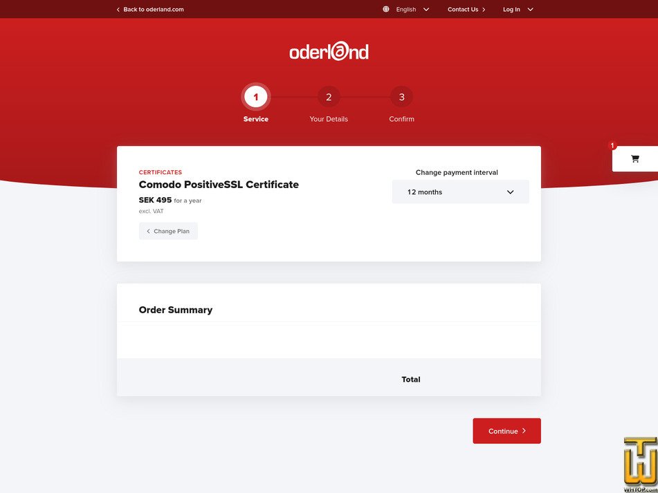 Taken on 27 April, 2026 screenshot of Comodo PositiveSSL Certificate from oderland.se