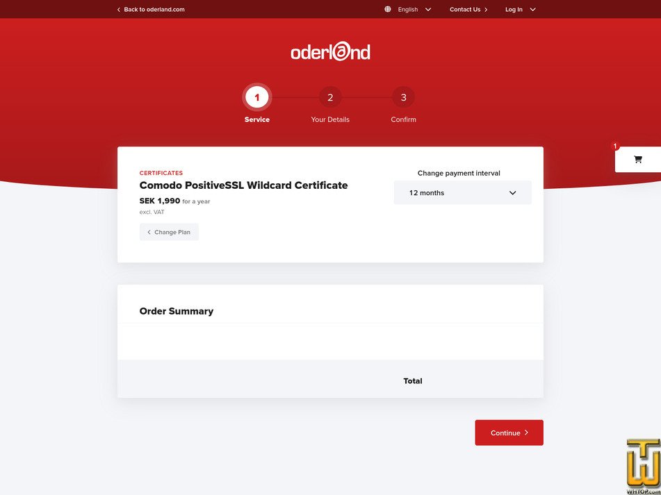 Taken on 27 April, 2026 screenshot of Comodo PositiveSSL Wildcard Certificate from oderland.se