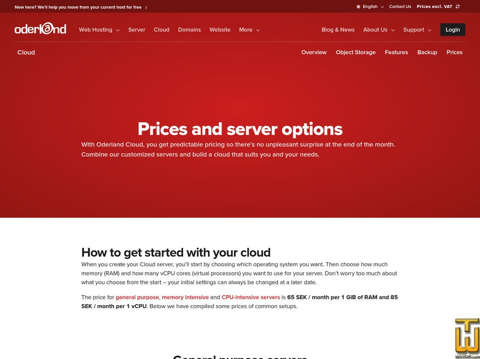 Taken on 27 April, 2026 screenshot of Server Cloud from oderland.se