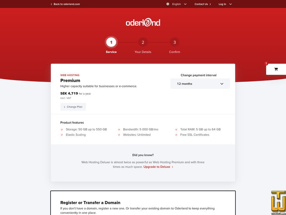 Taken on 27 April, 2026 screenshot of Premium from oderland.se