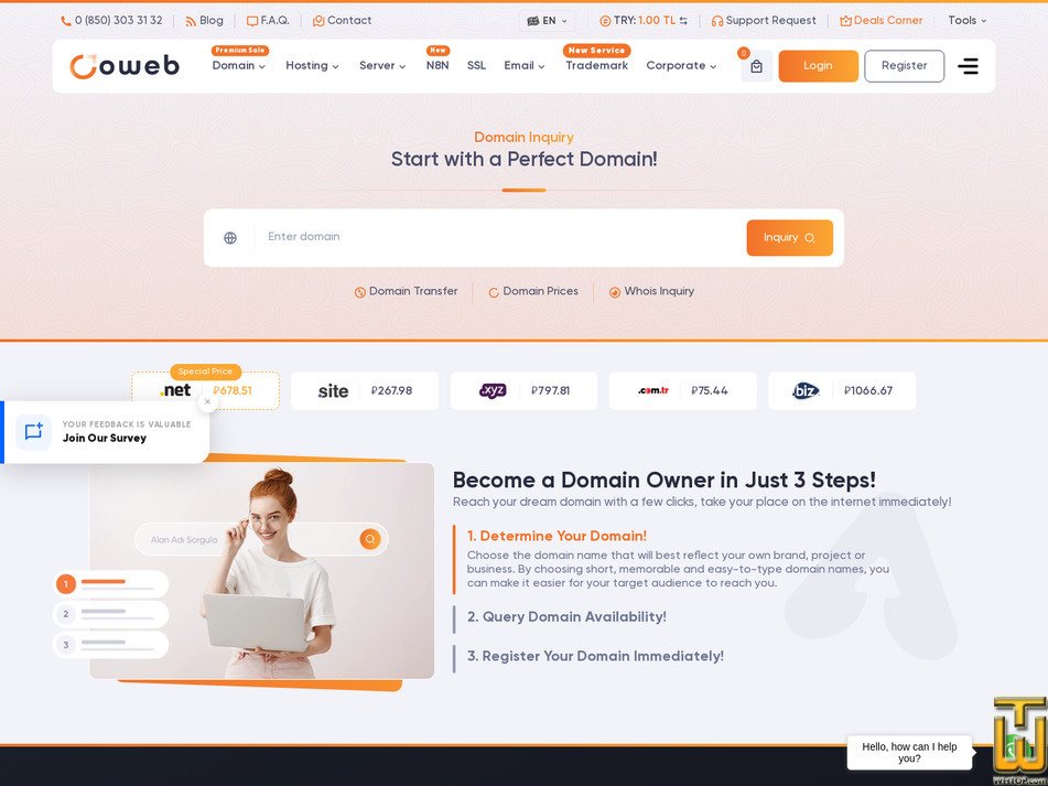 Taken on 27 February, 2026 screenshot of .COM from oweb.net.tr