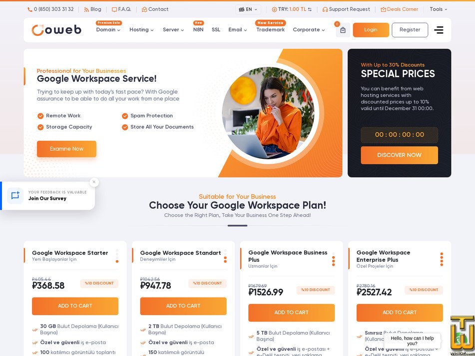 screenshot of Google Workspace Starter from oweb.net.tr