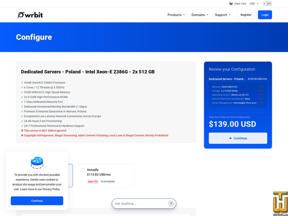 Taken on 12 September, 2026 screenshot of Intel Xeon-E 2386G - Poland from owrbit.com
