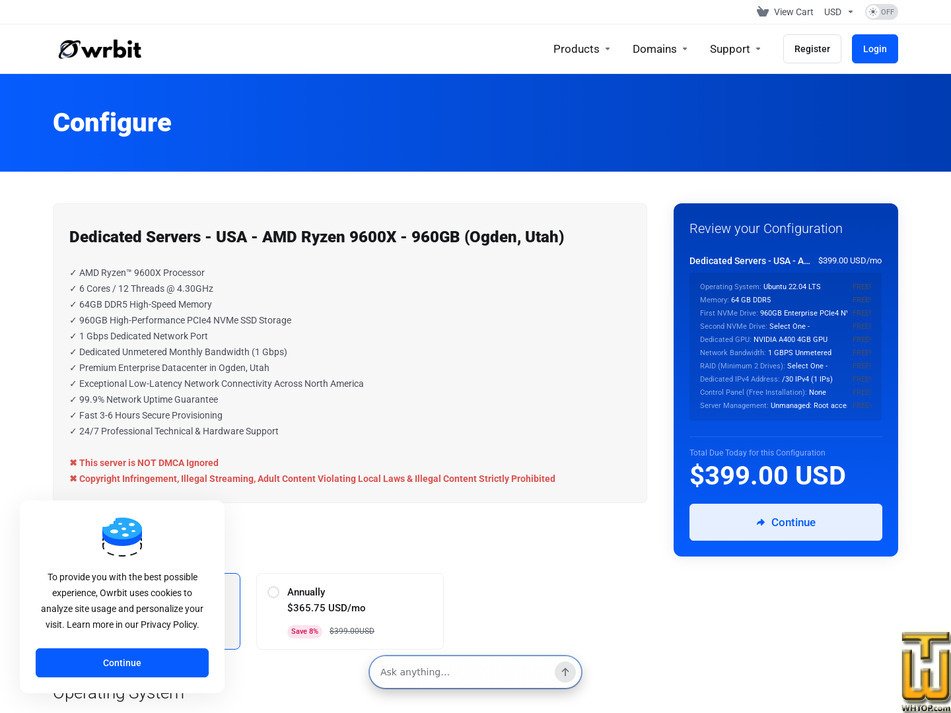 Taken on 12 September, 2026 screenshot of AMD Ryzen 9600X - (Ogden, Utah) from owrbit.com