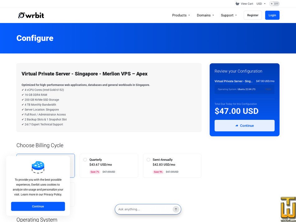 Taken on 15 September, 2026 screenshot of Intel Gold 6152-(Singapore) from owrbit.com