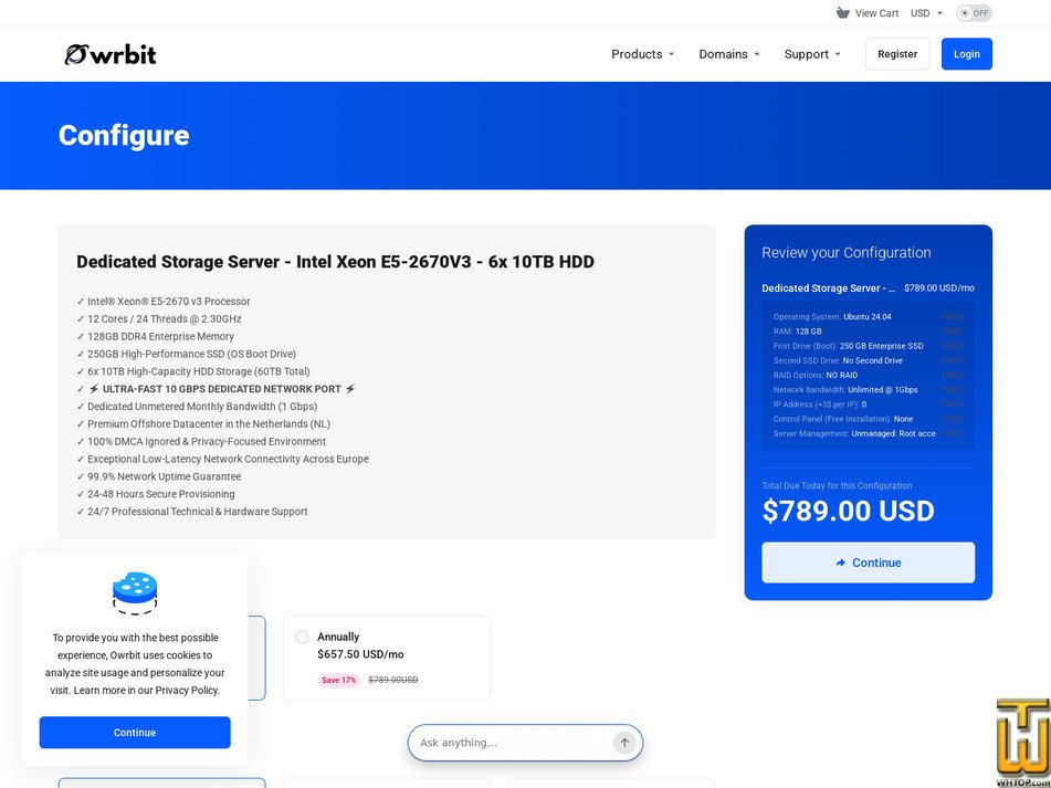 Taken on 14 September, 2026 screenshot of Intel Xeon E5-2670V3 - (Amsterdam, NL) from owrbit.com