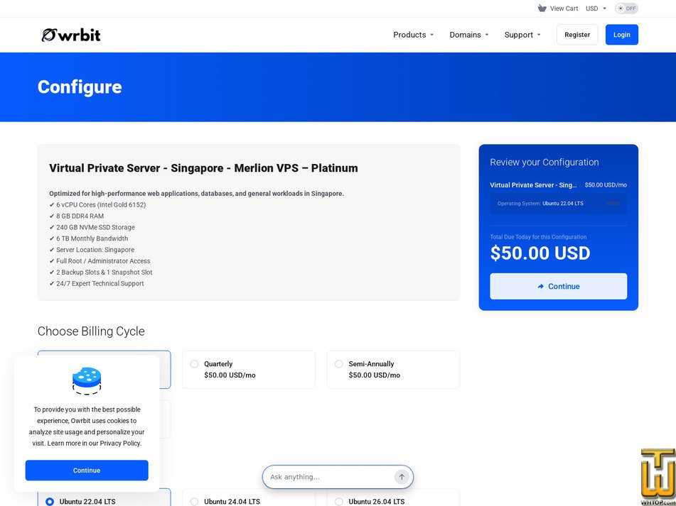 Taken on 15 September, 2026 screenshot of Intel Gold 6152 -( Singapore ) from owrbit.com