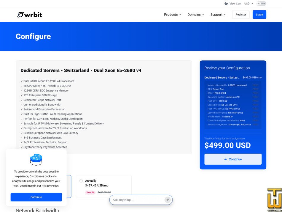 Taken on 12 September, 2026 screenshot of Dual Intel Xeon E5-2680v4 - Switzerland from owrbit.com