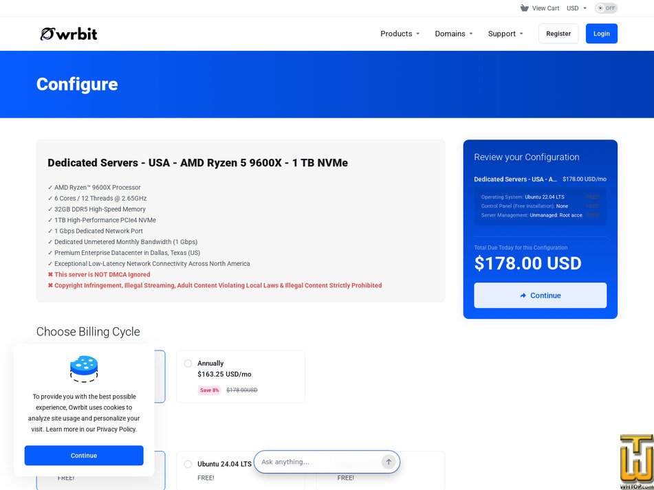 Taken on 12 September, 2026 screenshot of AMD Ryzen 5 9600X - (Texas, US) from owrbit.com