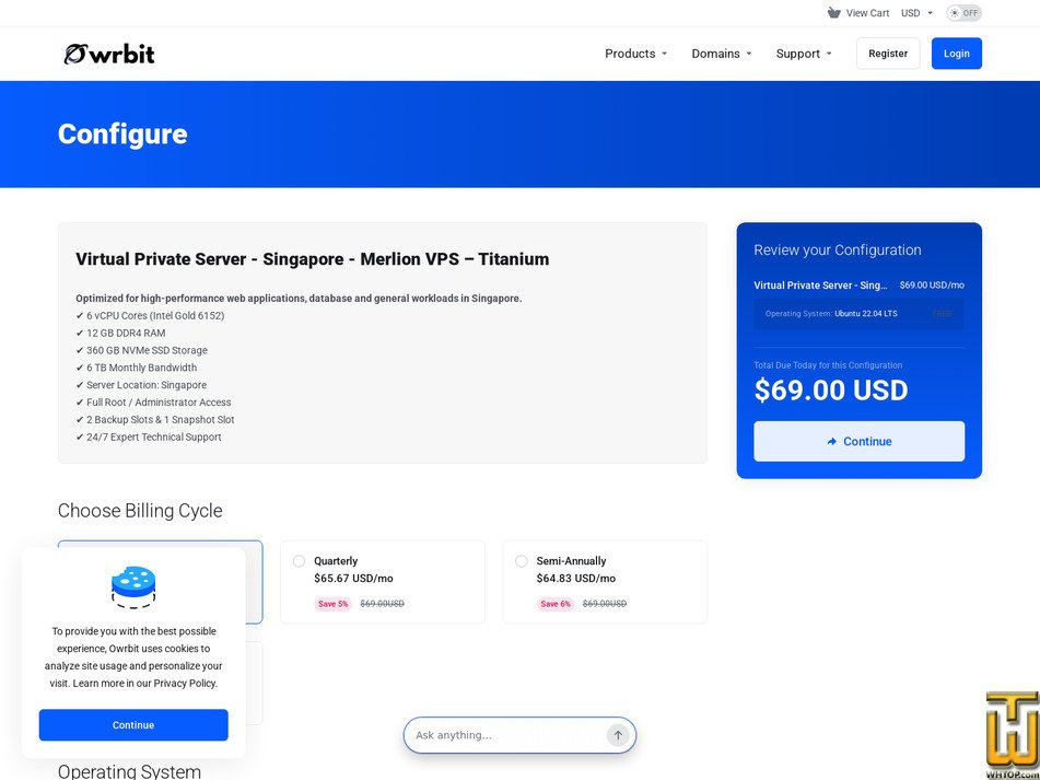 Taken on 15 September, 2026 screenshot of Intel Gold 6152- ( Singapore ) from owrbit.com