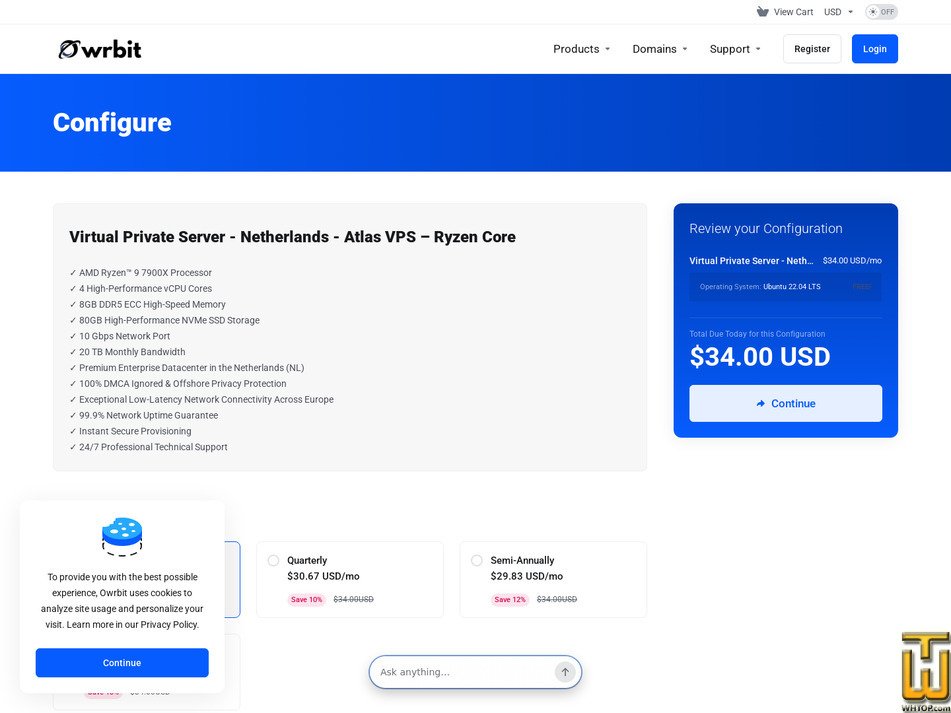 Taken on 16 September, 2026 screenshot of AMD Ryzen 9 7900X - Netherlands from owrbit.com