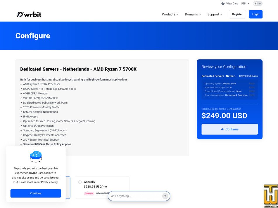 Taken on 12 September, 2026 screenshot of AMD Ryzen 7 5700X - (Amsterdam, NL) from owrbit.com