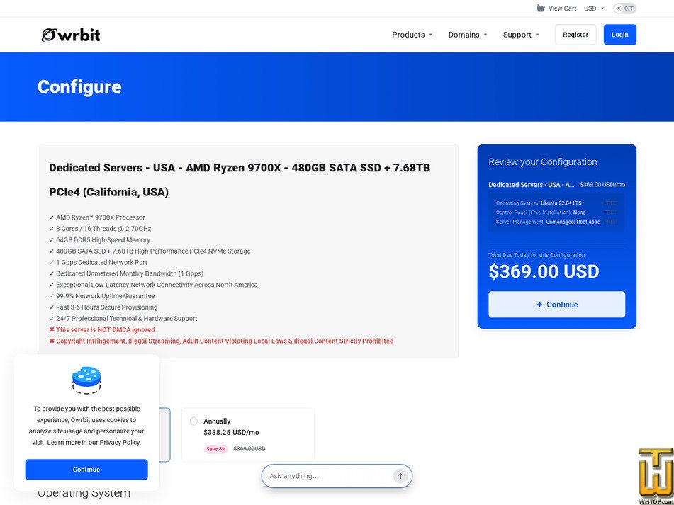 Taken on 12 September, 2026 screenshot of AMD Ryzen 9700X - (California, USA) from owrbit.com