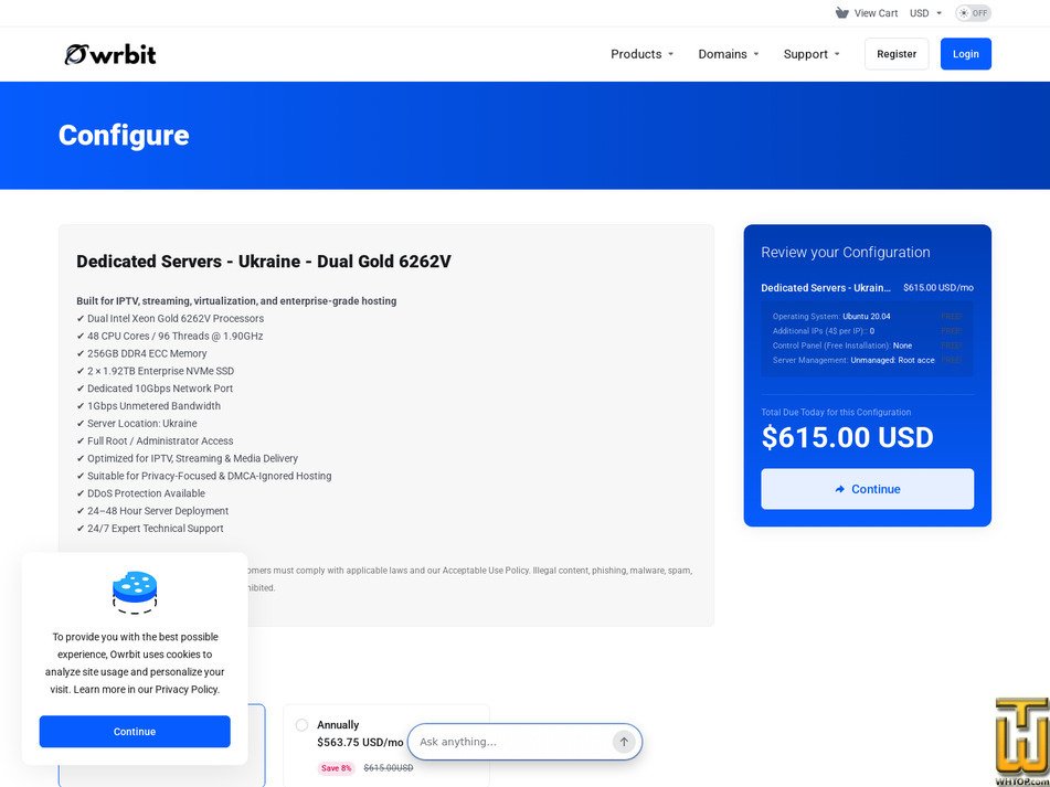 Taken on 14 September, 2026 screenshot of Dual Intel Xeon Gold 6262v - Ukraine from owrbit.com