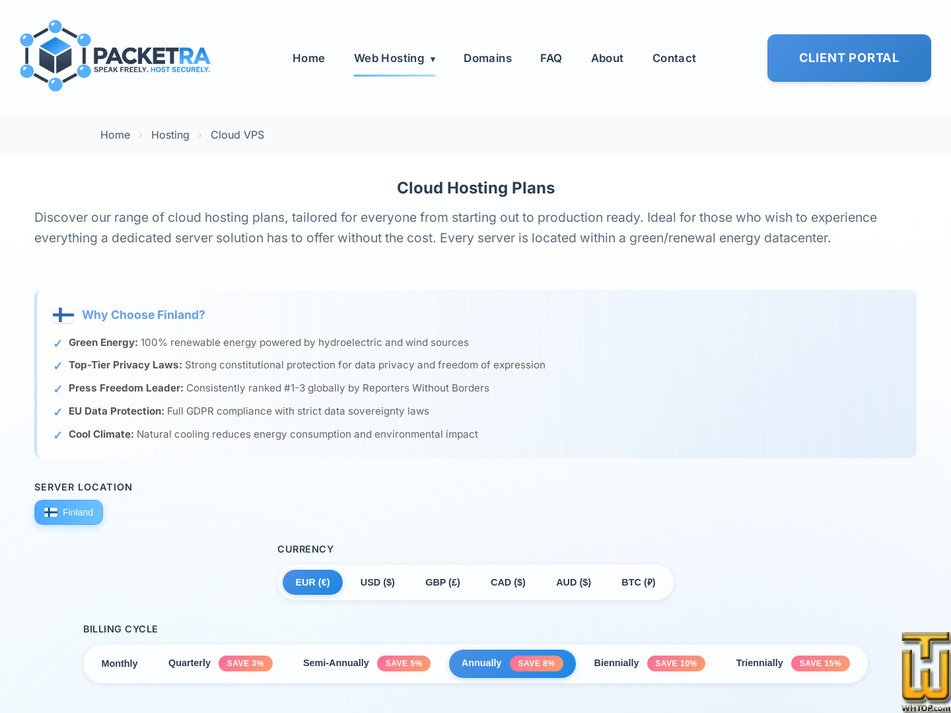 screenshot of Cloud VPS #4 from packetra.com