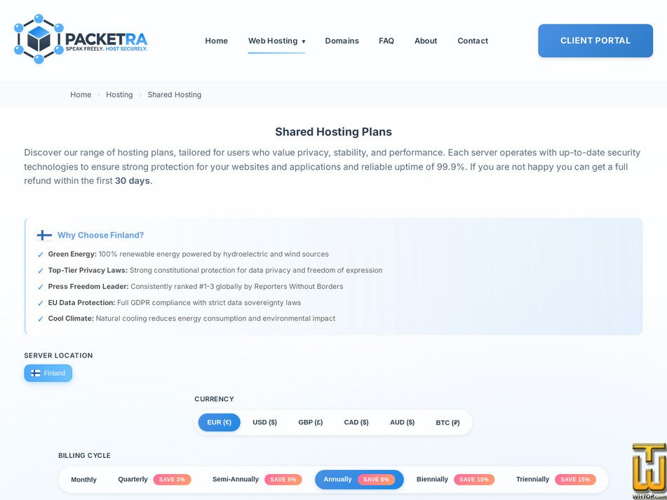 screenshot of Pro from packetra.com