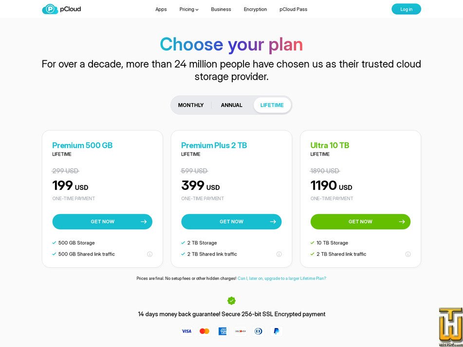 Taken on 31 July, 2026 screenshot of Premium Plus 2 TB from pcloud.com