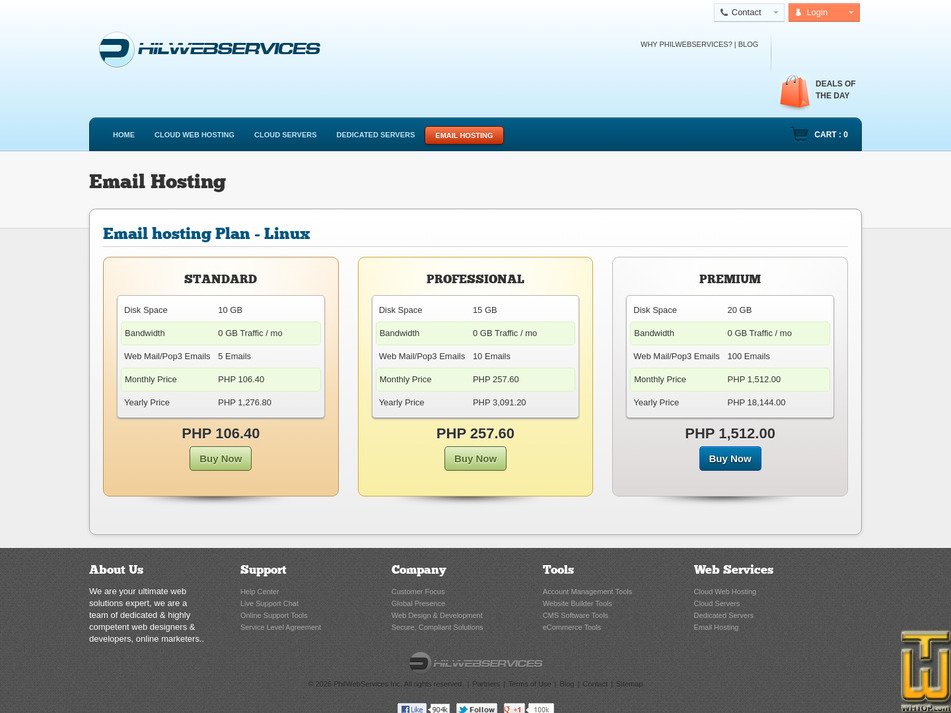 Taken on 10 August, 2026 screenshot of Email Professional from philwebservices.com