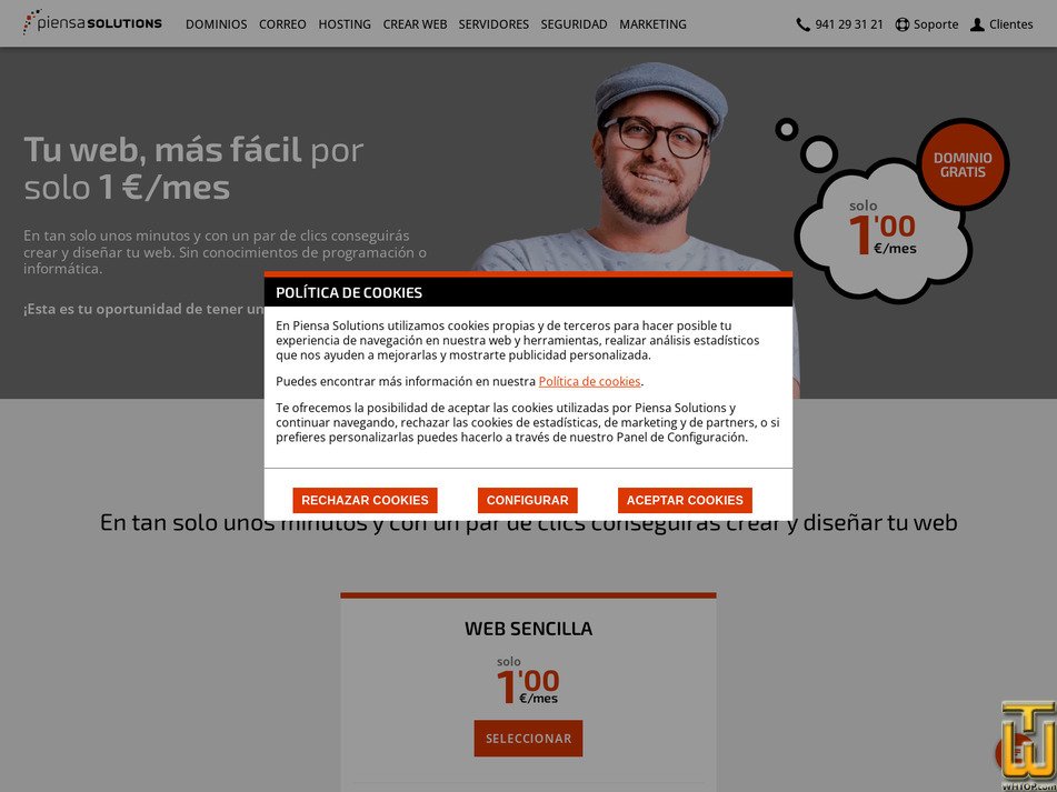 Taken on 25 May, 2026 screenshot of Web Sencilla from piensasolutions.com