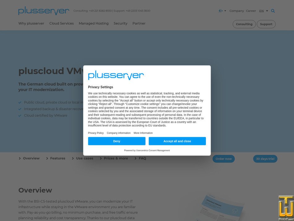 Taken on 7 September, 2026 screenshot of pluscloud VMware from plusserver.com