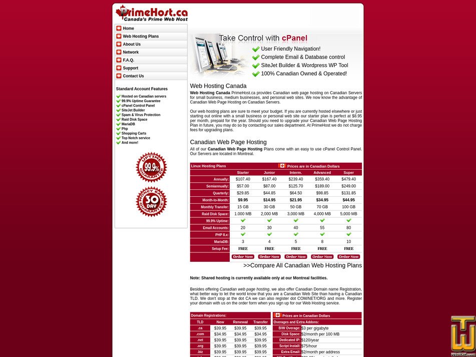 Taken on 11 May, 2026 screenshot of .com from primehost.ca
