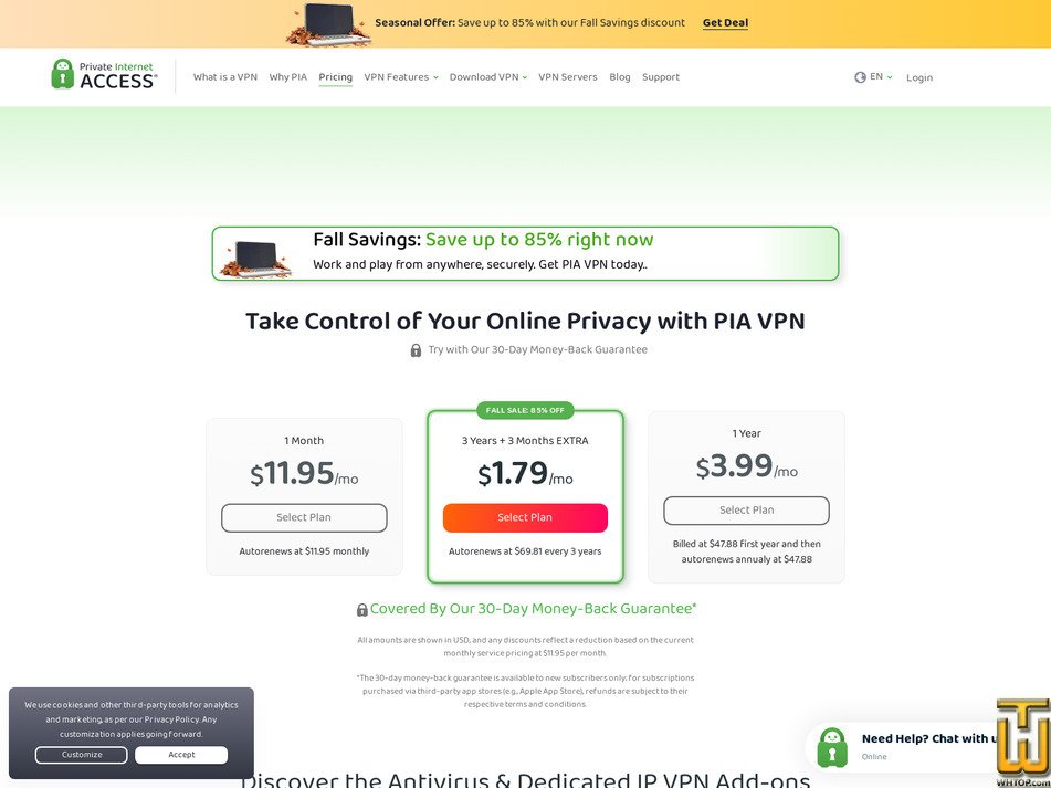 Taken on 18 September, 2026 screenshot of 1 Year from privateinternetaccess.com