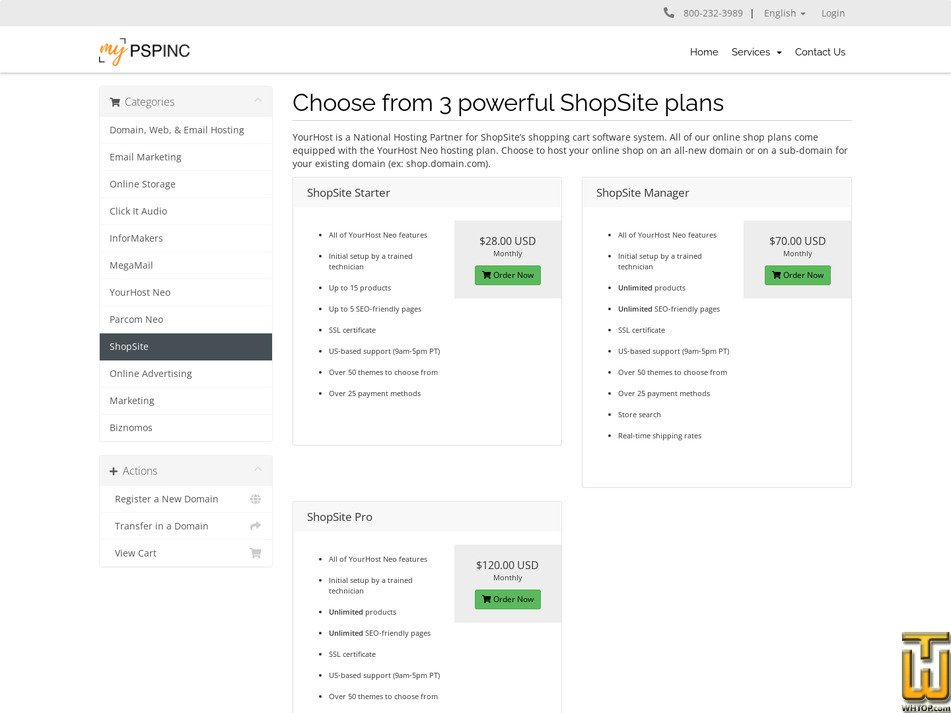 screenshot of ShopSite Starter from pspinc.com