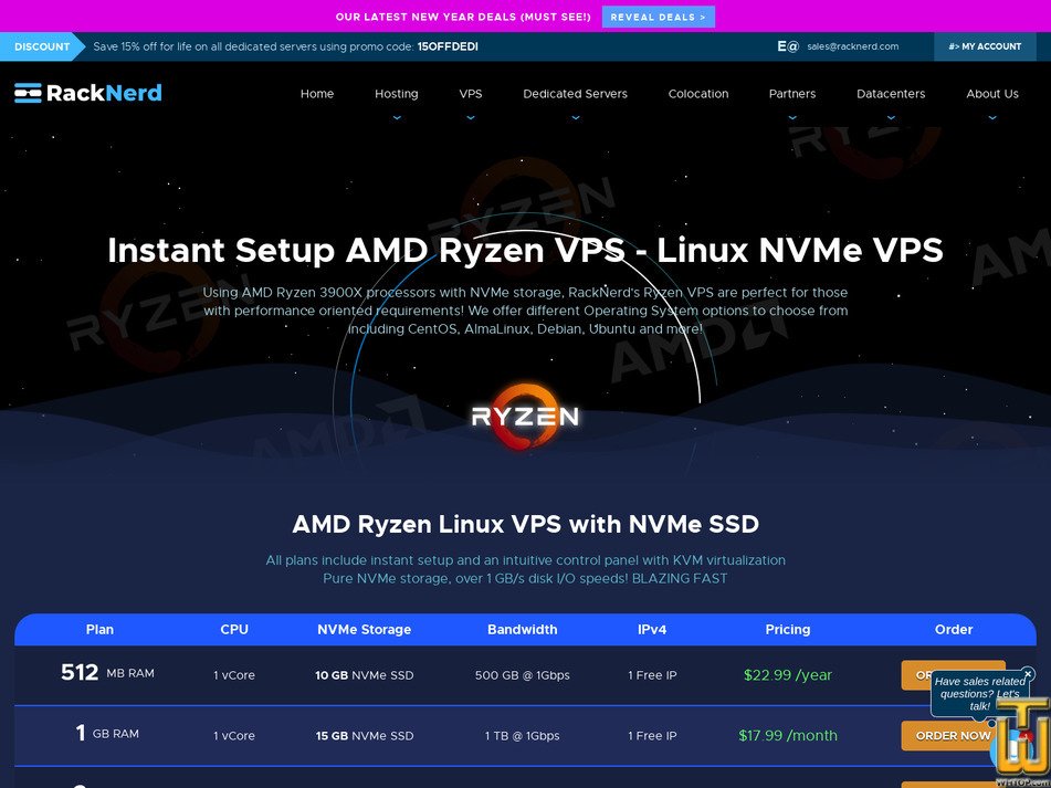 Taken on 19 January, 2026 screenshot of Ryzen 12 GB RAM from racknerd.com