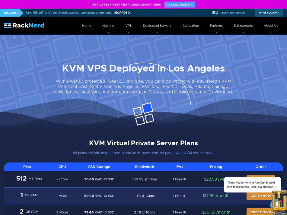 screenshot of KVM 12 GB RAM from racknerd.com