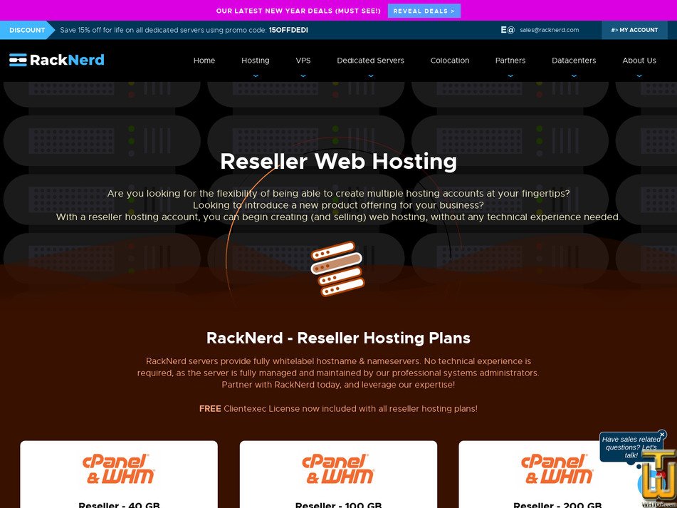 screenshot of Reseller - 200 GB from racknerd.com