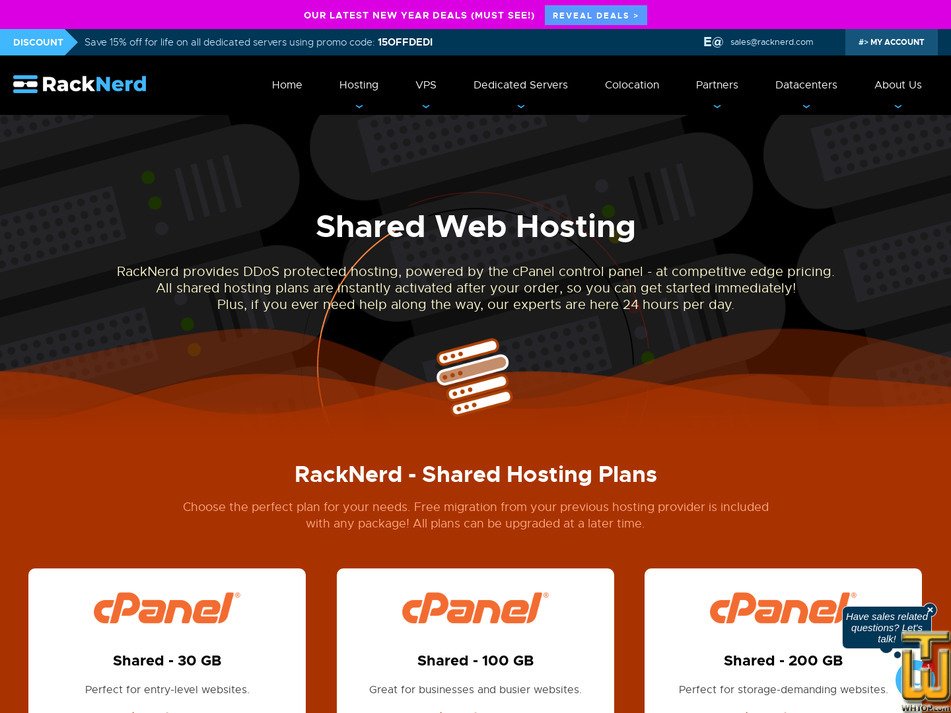 screenshot of Shared - 200 GB from racknerd.com