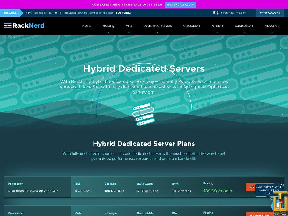 screenshot of Dual E5-2690 16 GB RAM from racknerd.com