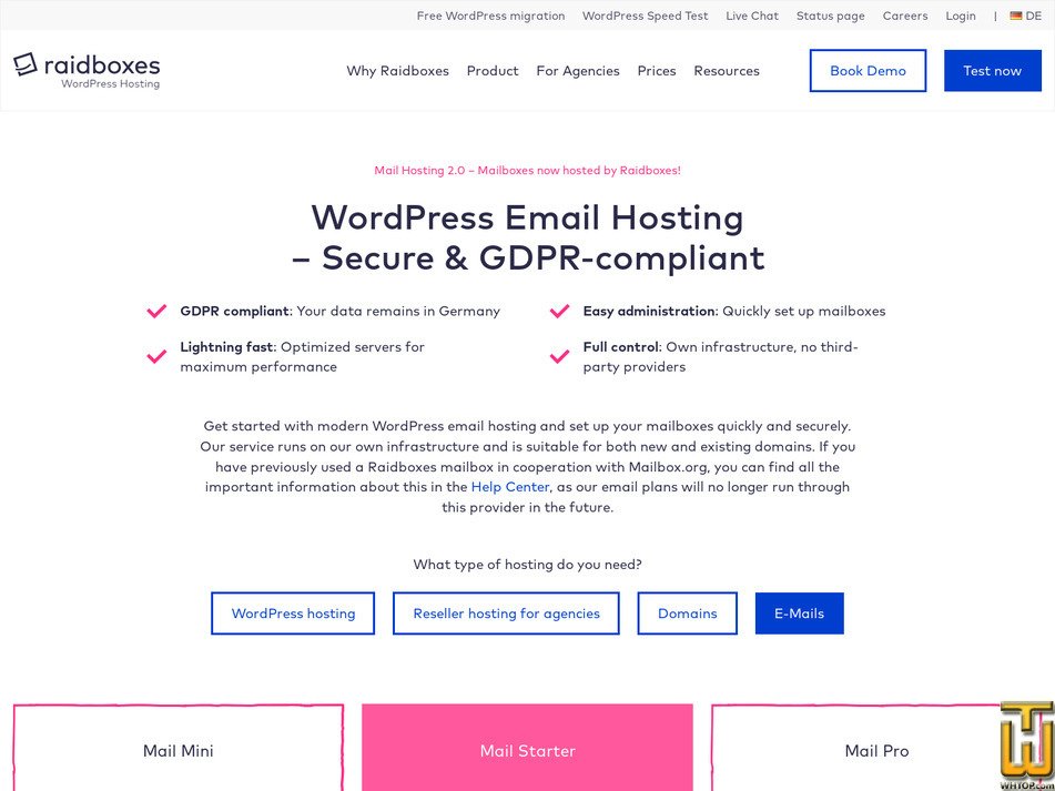 screenshot of Mail Mini from raidboxes.io